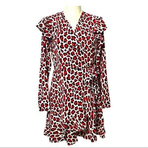 ROBERT RODRIGUEZ Lena red leopard ruffle wrap dress 4